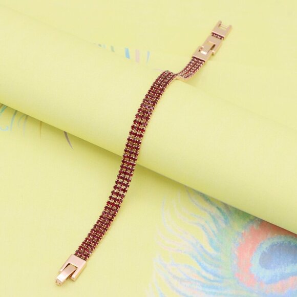 "Elegant Rose Gold Bracelet with Ruby Red Stones, XPBL1021 - Picture 9 of 11